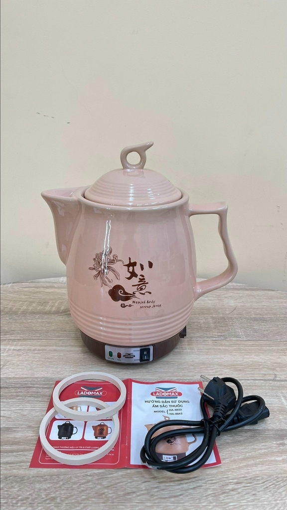 Ấm Sắc Thuốc Điện Ladomax Ha-8845 Màu Hồng, Có Chuông Báo (1tx6)