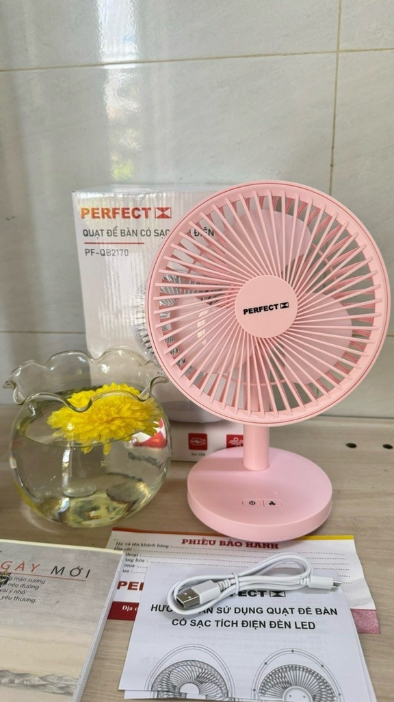Quạt để bàn có sạc tích điện Perfect PF-QB2170 (1tx10)