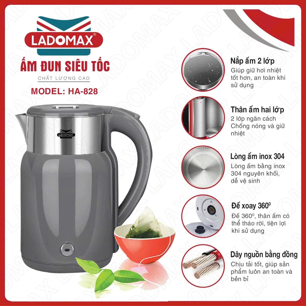 Ấm đun siêu tốc Ladomax Ha-828 (1tx16)