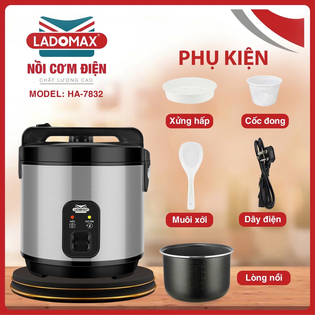 Nồi cơm điện 3.2L Ladomax Ha-7832 (1tx2)