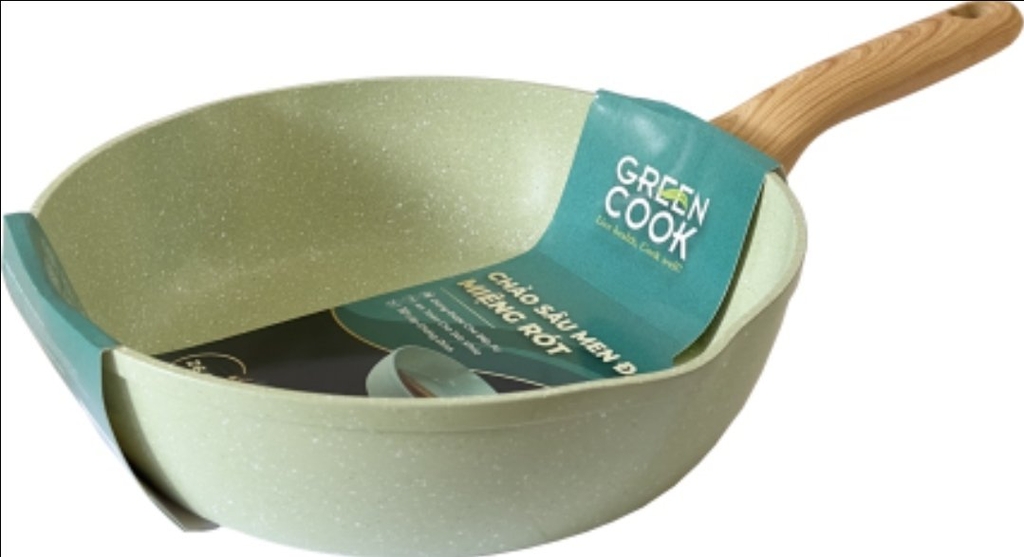 Chảo Sâu Men Đá Miệng Rót Greencook GCP231-26IH, 26cm (1tx6)