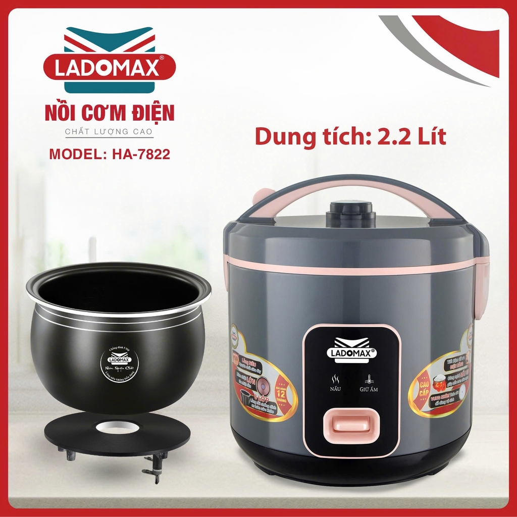 Nồi cơm điện 2.2L Ladoamax HA-7822 (1tx6)
