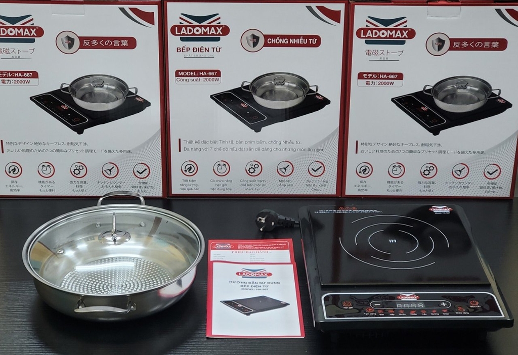 Bếp điện từ tặng lẩu Ladomax Ha-667 (1tx4)