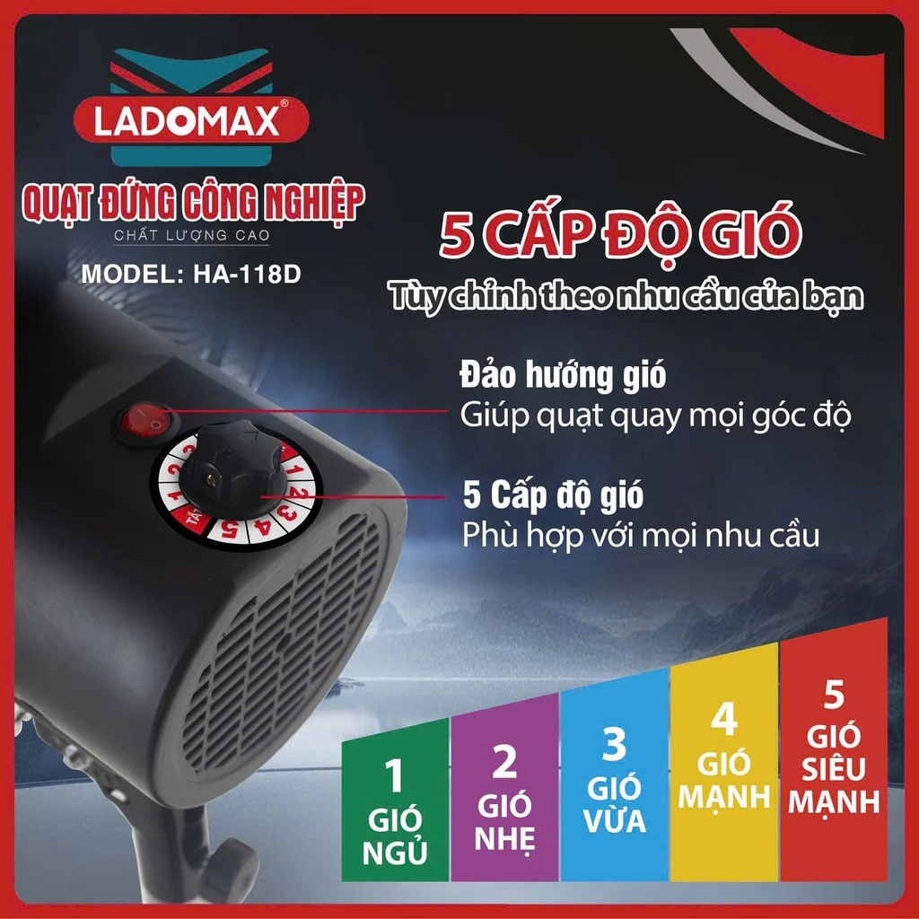 Quạt đứng công nghiệp Ladomax Ha-118D