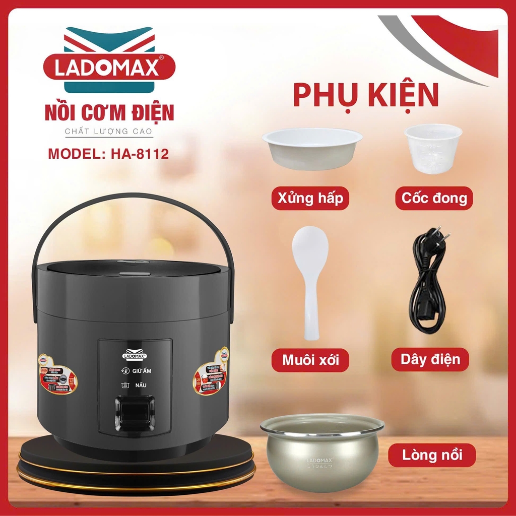 Nồi cơm điện 1.2L giữ ấm 2D Ladomax Ha-8112 (1tx4)