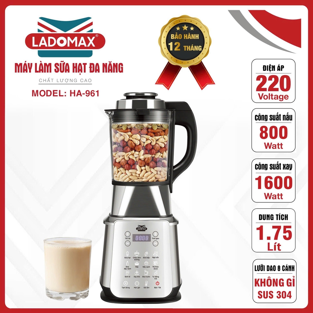 Máy xay nấu sữa hạt đa năng Ladomax Ha-961 (1tx4)
