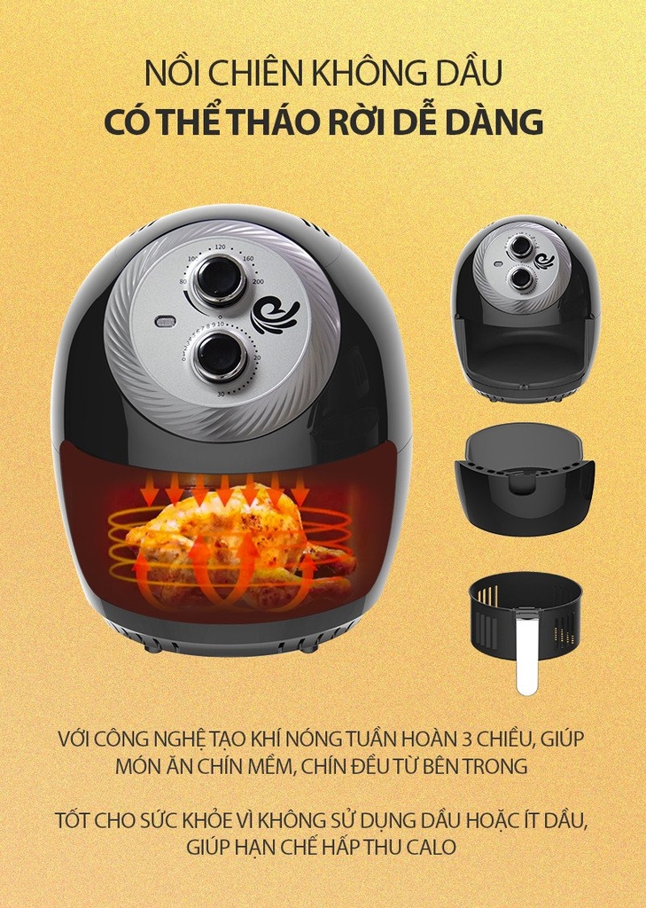 Nồi chiên không dầu cơ 3.5L Tsuki VS-666 (1tx2)