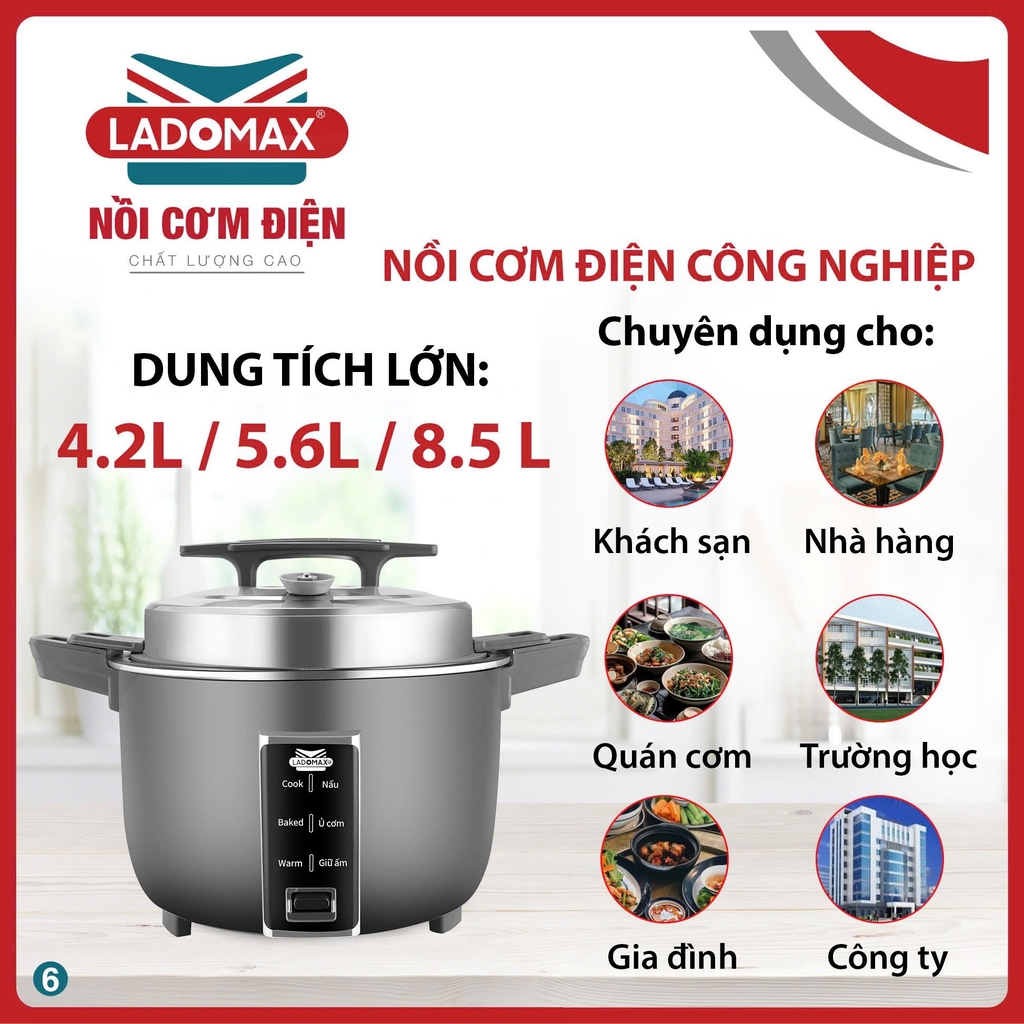Nồi cơm điện công nghiệp 5.6L Ladomax Ha7356 (1tx1)