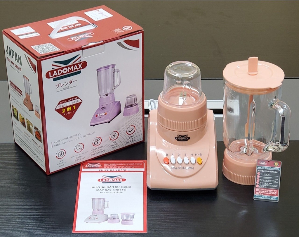 Máy xay sinh tố 2 cối thủy tinh Ladomax Ha-9166-2 (1tx8)