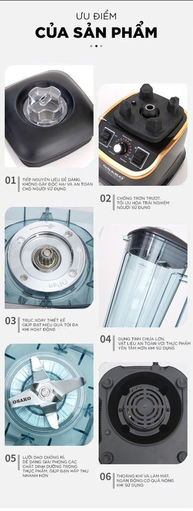 Máy sinh tố công nghiệp 1700w Osako OS-1723 (1tx4)