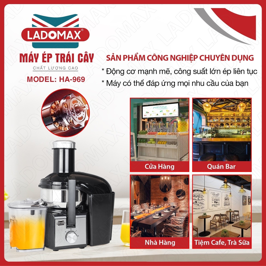 Máy ép trái cây công nghiệp Ladomax Ha-969 (1tx4)