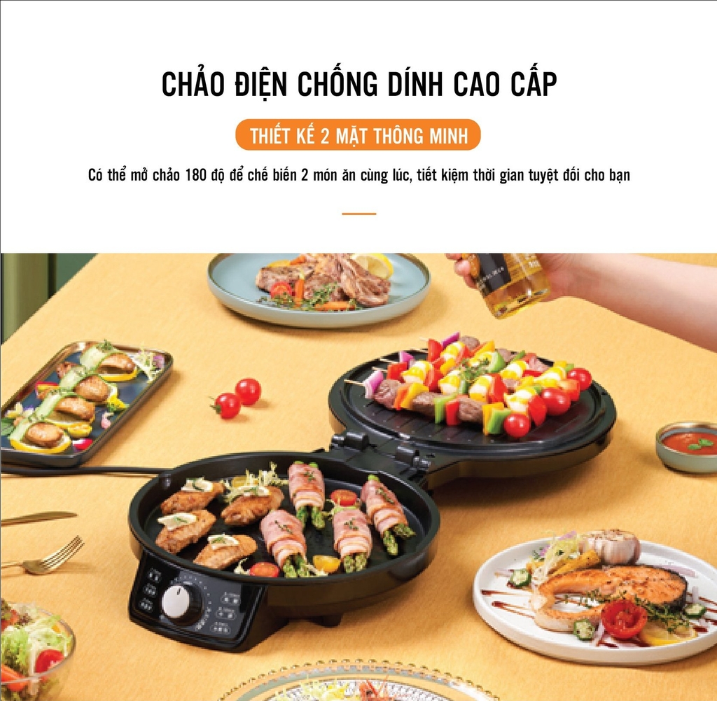 Chảo điện chiên nướng 2 mặt KCB KC-DP02