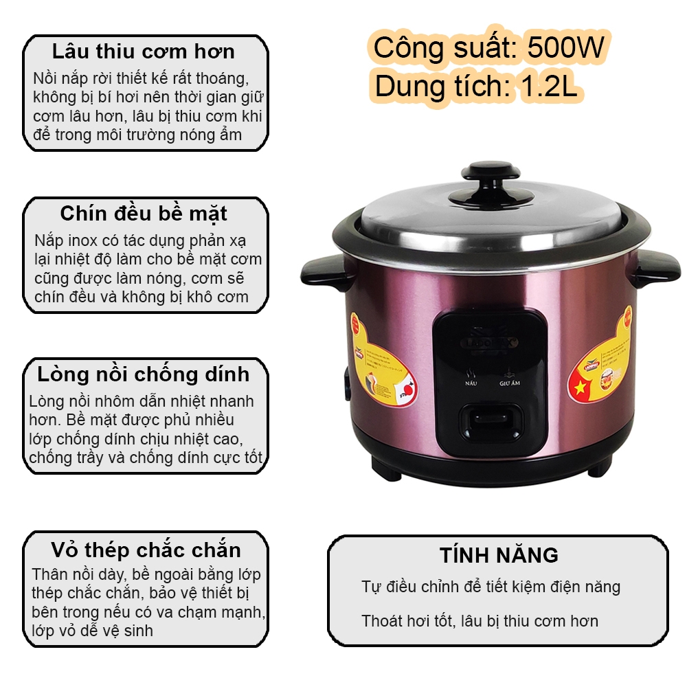 Nồi cơm 1.2L nắp rời Ladomax Ha-7112