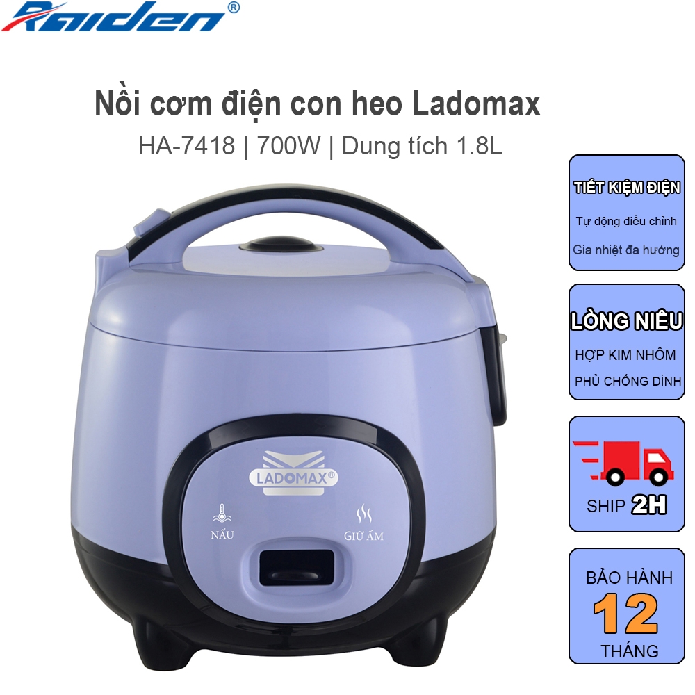 Nồi cơm điện 1.8L Ladomax Ha-7418 (1tx4)