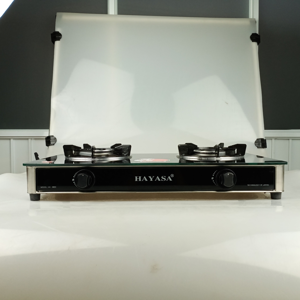 Bếp ga kiếng đôi Hayasa Ha-8800B, đầu đốt nhôm phi 82/100mm, kiềng men