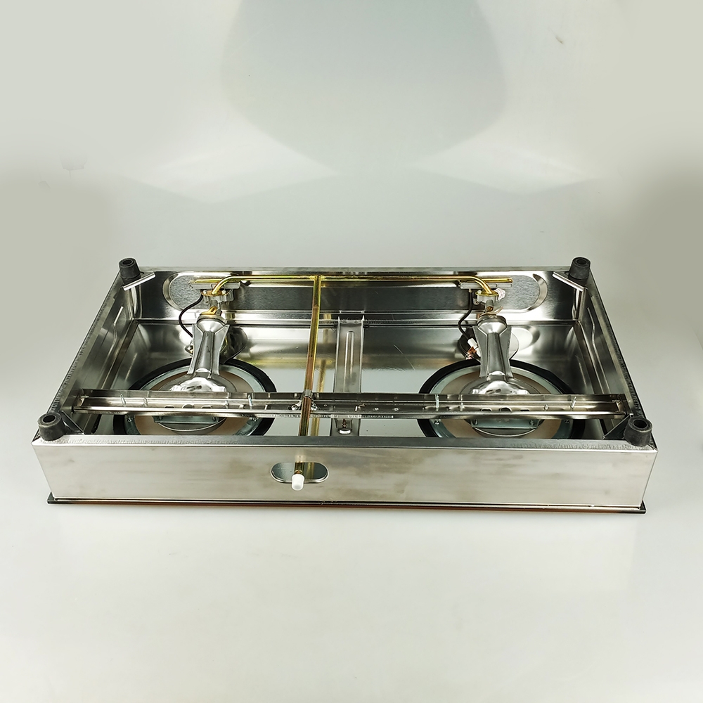 Bếp ga kiếng đôi Hayasa Ha-8600 đầu đốt đồng, mâm kiềng rời có khay hứng và vòng chắn gió