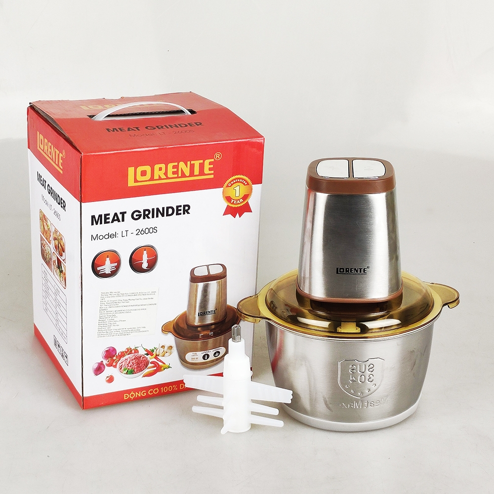 Máy xay thịt cối inox Lorente LT-2600S, 300W, 1.8L, Inox 304