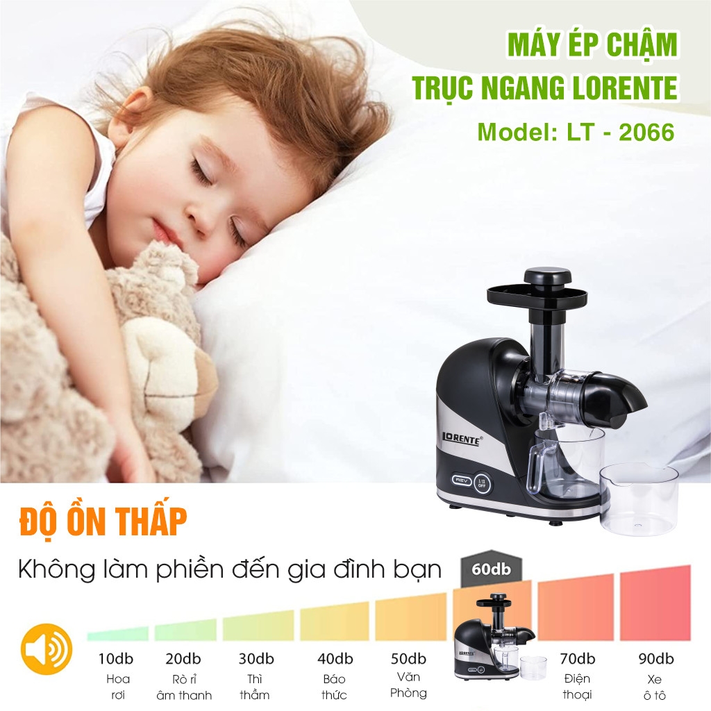 Máy ép chậm trục ngang Lorente LT-2066, 300w