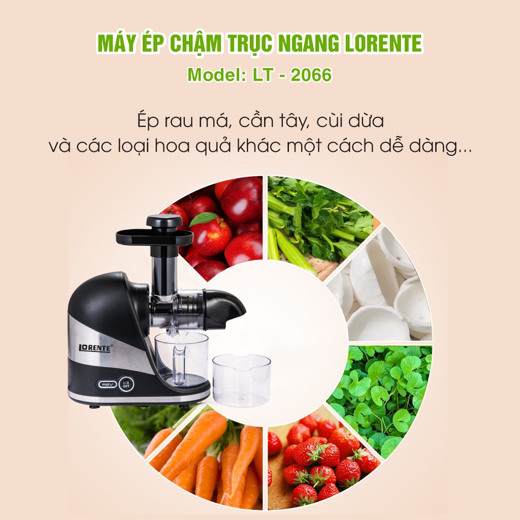 Máy ép chậm trục ngang Lorente LT-2066, 300w