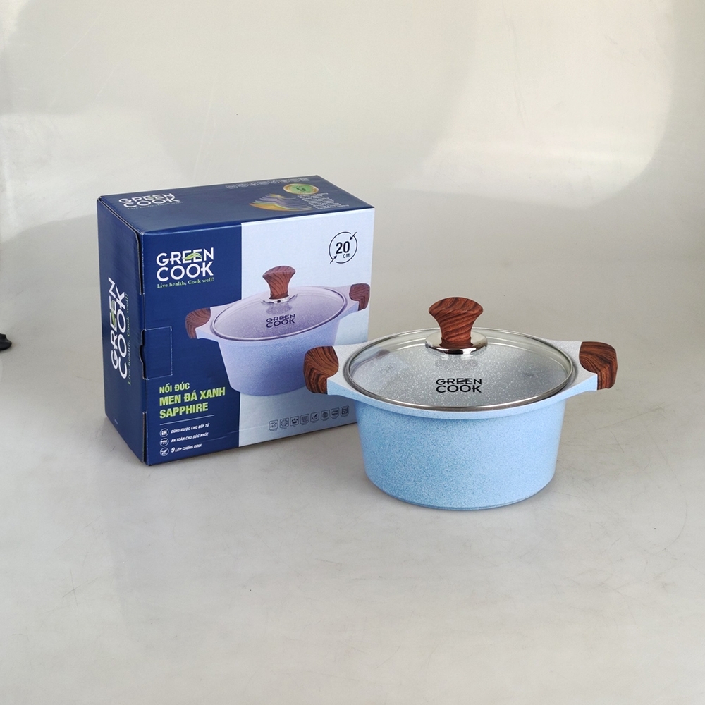 Nồi đúc Greencook men đá xanh Sapphire GCS09