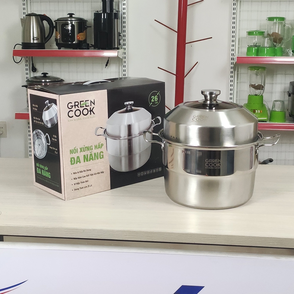 Nồi xững hấp inox đa năng Greencook GCST01-26IH (1tx6)