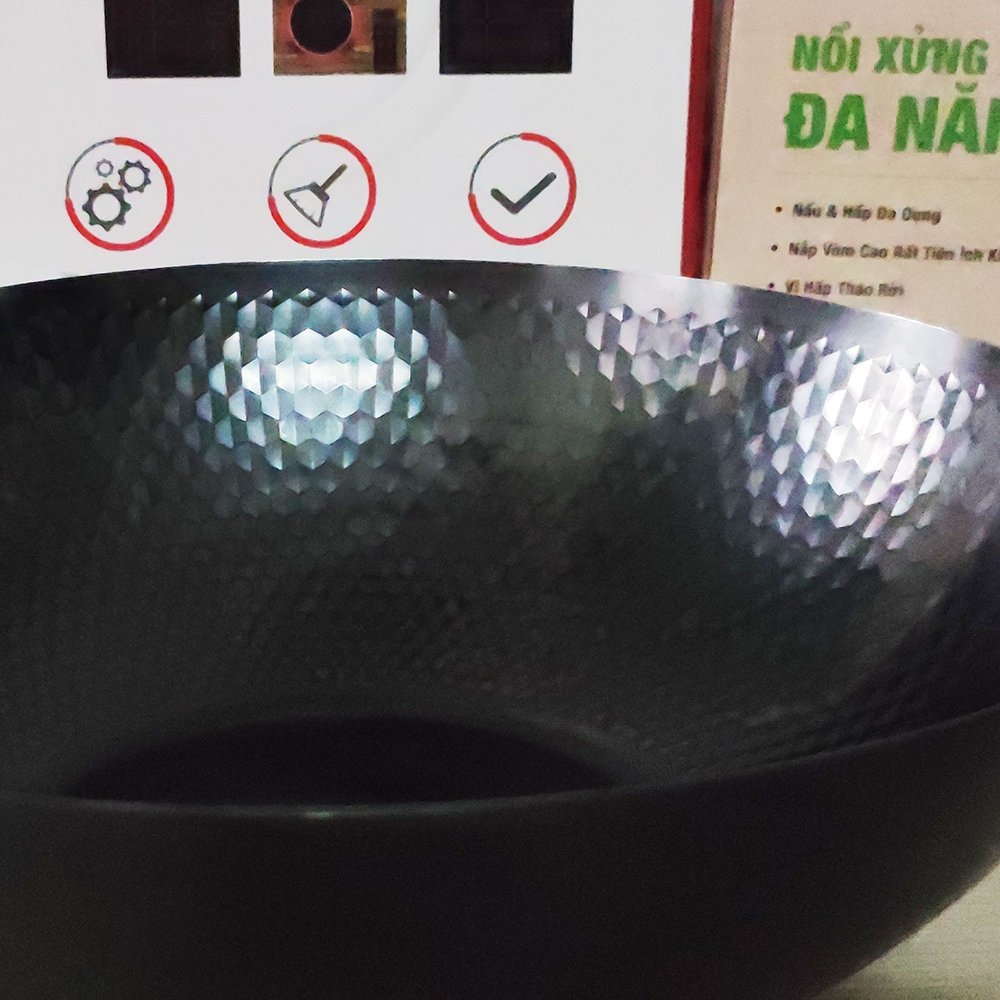 Chảo xào thép vân kim cương 32cm Greencook GCW02-32IH (1tx10)