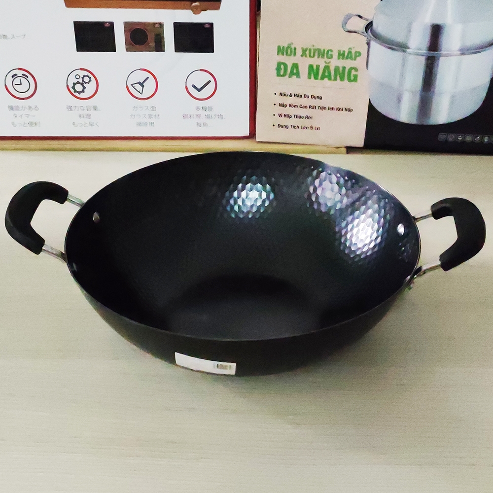 Chảo xào thép vân kim cương 32cm Greencook GCW02-32IH (1tx10)