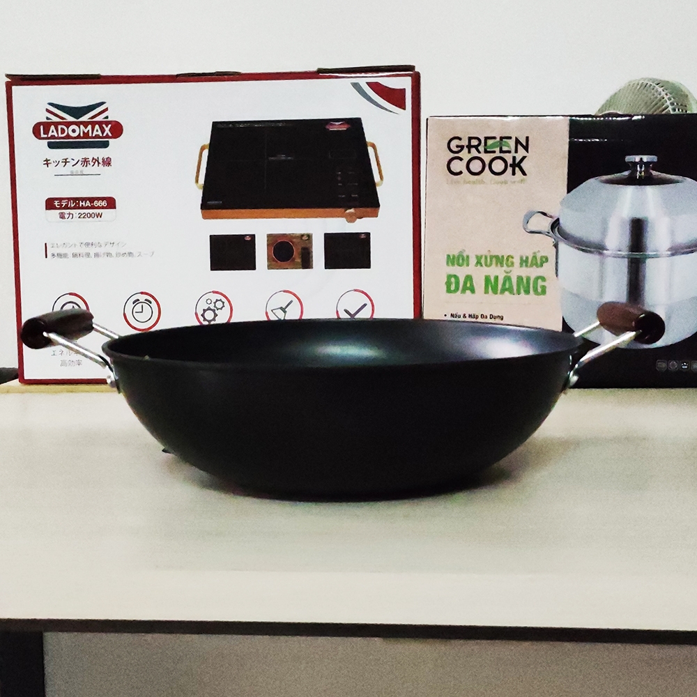 Chảo xào thép Nitriding 34cm Greencook GCW01-34IH (1tx10)