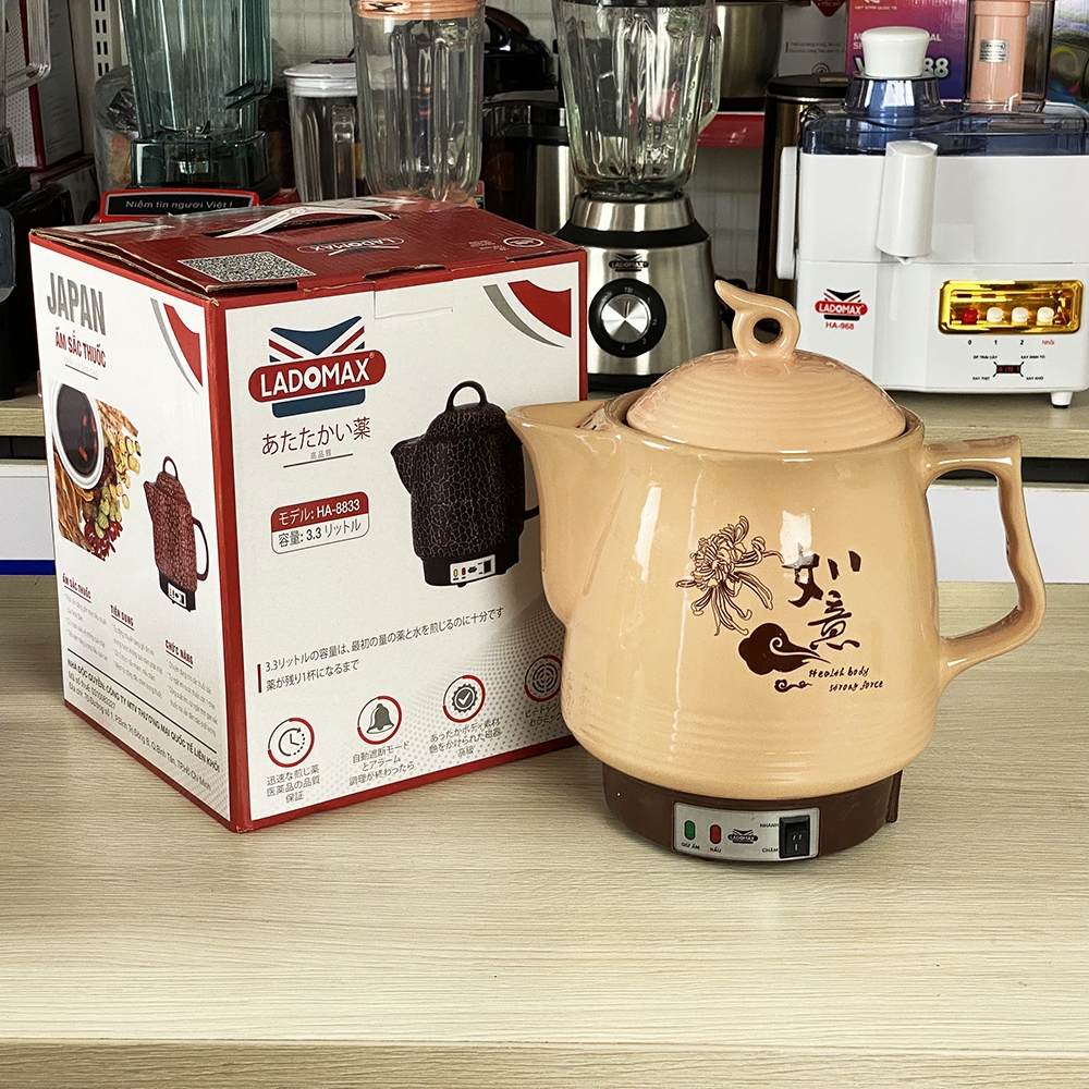 Ấm Sắc Thuốc Điện Ladomax Ha-8833H Màu Hồng, Có Chuông Báo (1tx8)