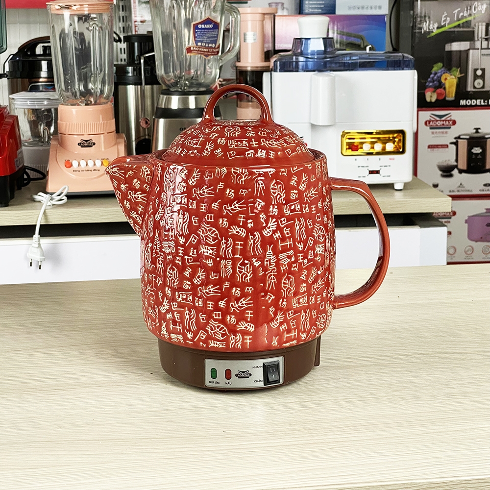 Ấm Sắc Thuốc Điện Ladomax Ha-8833 Màu Đỏ, Có Chuông Báo (1tx8)