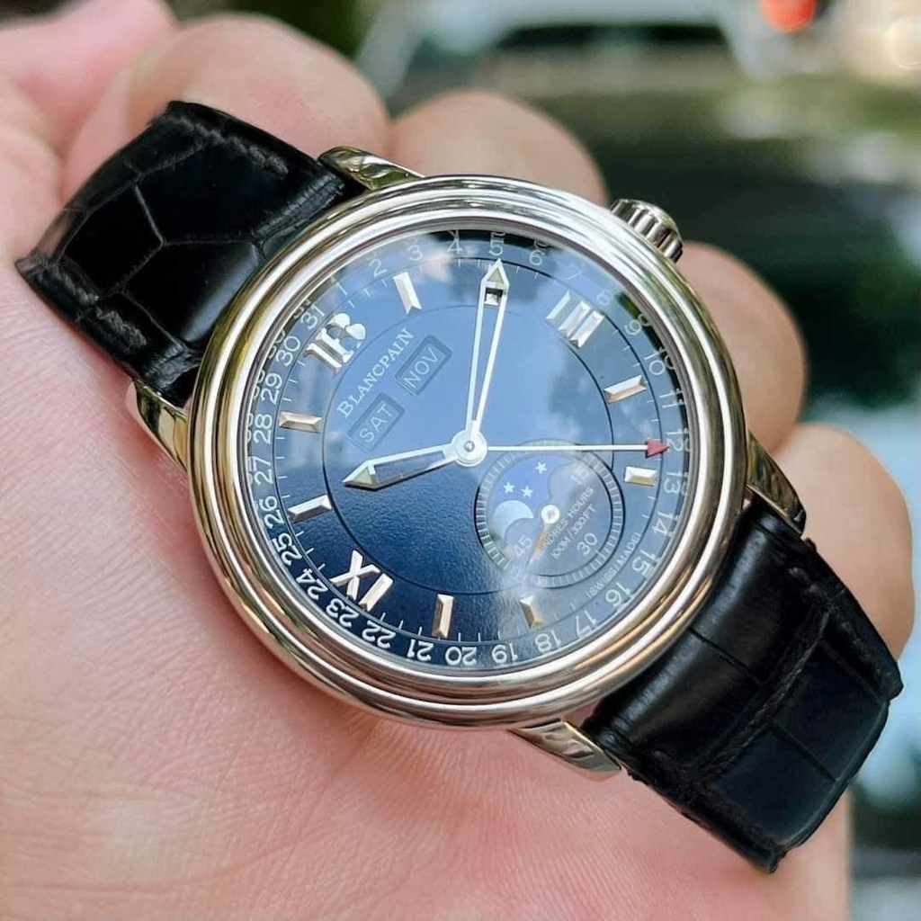 ng h Blancpain Leman Moonphase Complete Calendar Diamond Watch