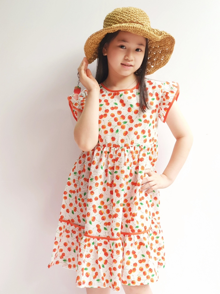 ĐẦM ĐEN HỌA TIẾT CHERRY PHỐI REN