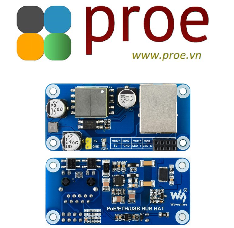 PoE/ETH/USB HUB HAT PoE Ethernet / USB HUB HAT for Raspberry Pi Zero