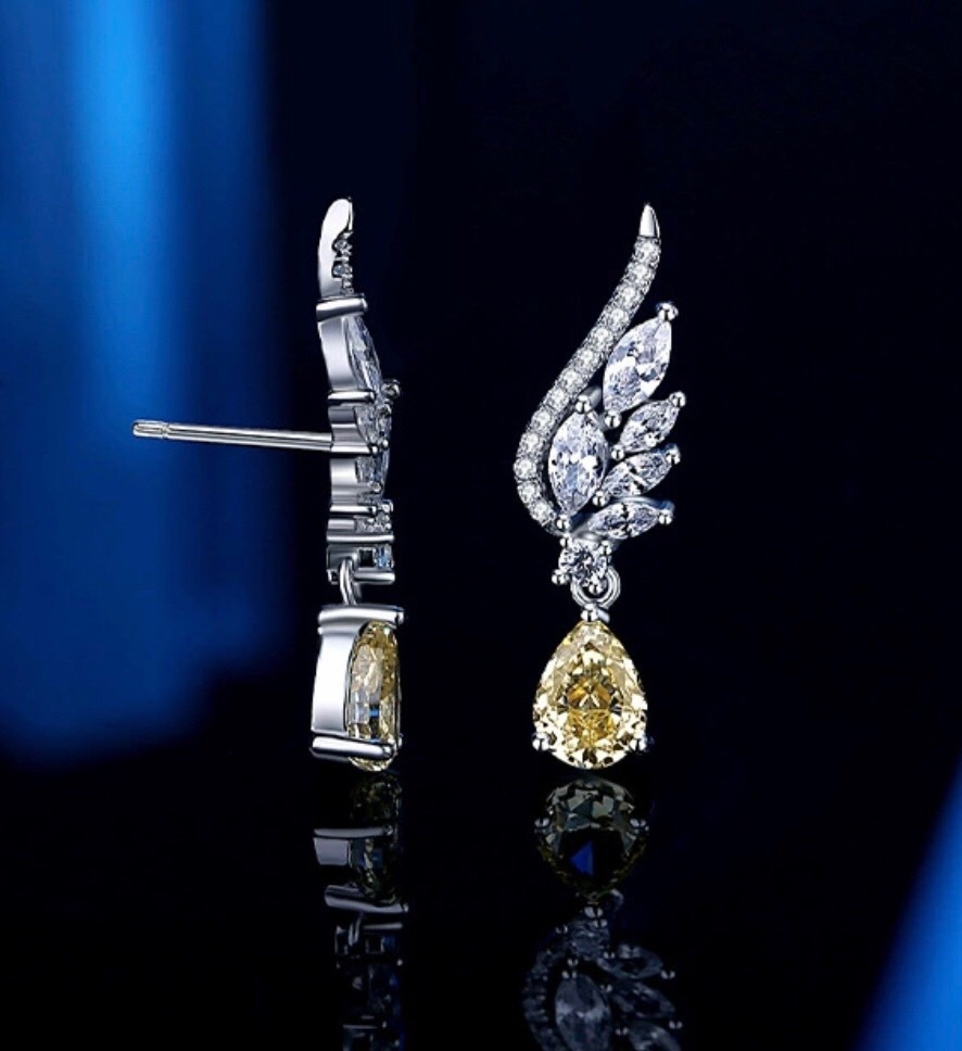 Khuyên tai bạc ý 925 pha lê cao cấp hình đôi cánh Luxury CECY N065 ...