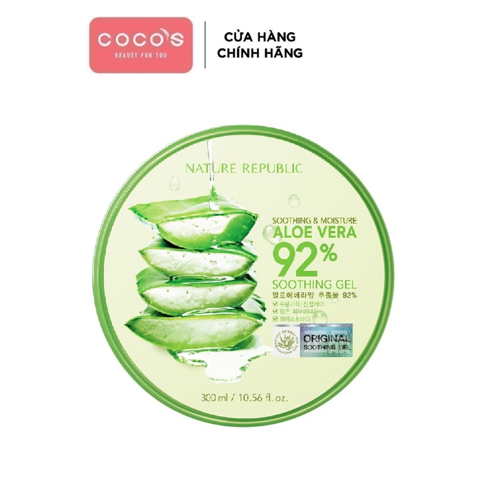 Gel lô hội dưỡng đa năng NATURE REPUBLIC Soothing & Moisture Aloe Vera 92% Soothing Gel 300ml