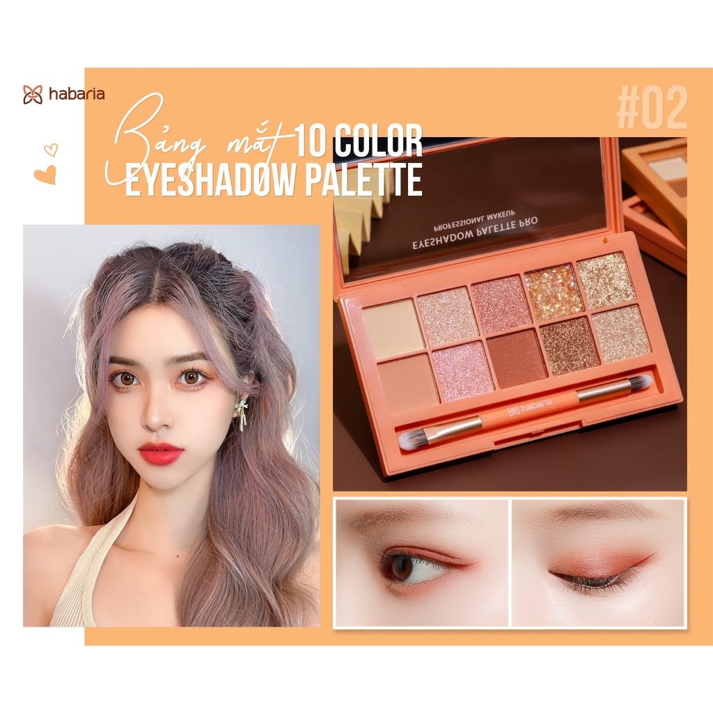 Bảng Phấn Mắt 10 Ô Habaria Pro 10 Color Eyeshadow Palette 10g