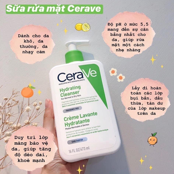 Sữa Rửa Mặt CeraVe Hydrating Cleanser Sữa Rửa Mặt CeraVe Cho Da Thường Đến Khô 30ml/88ml/236ml/473ml