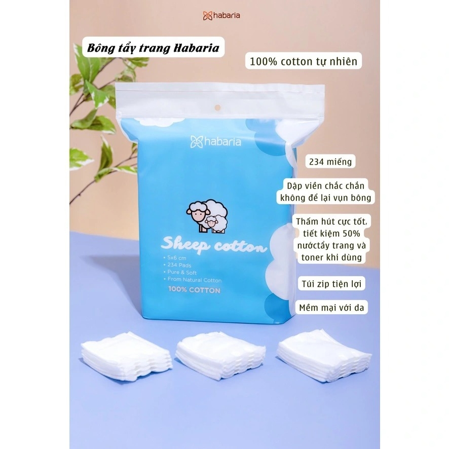 Bông Tẩy Trang Cừu Habaria 234 Miếng