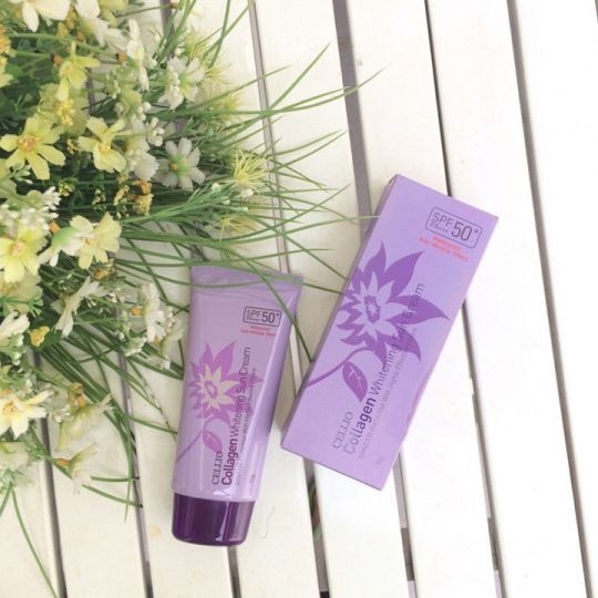 Chống Nắng Cellio Collagen Whitening Sun Cream SPF50+/PA+++ TÍM