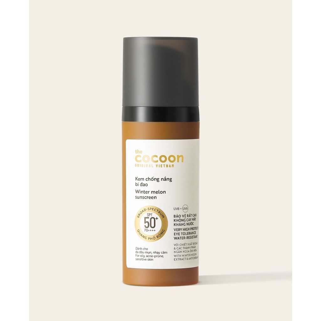 Kem Chống Nắng Cocoon Winter Melon Suncreen SPF 50 + PA ++++ Kem Chống Nắng Bí Đao Quang Phổ Rộng 50ml