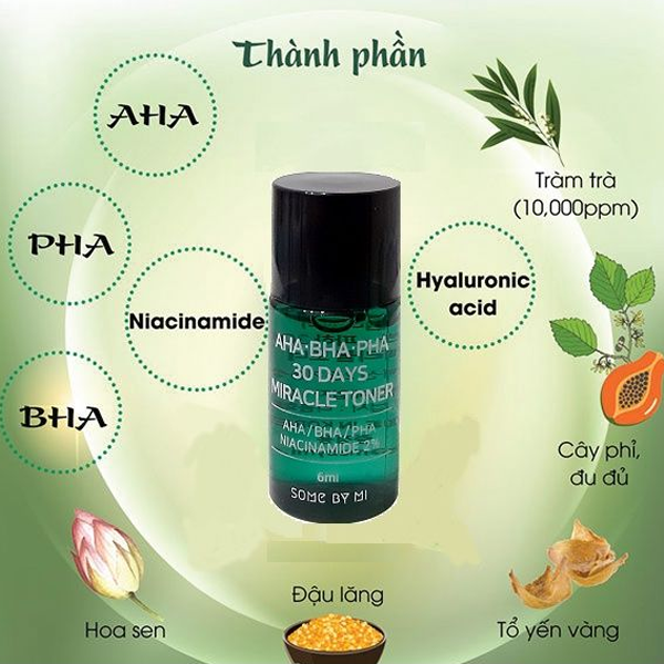 Nước Hoa Hồng Giảm Mụn Dưỡng Ẩm Some By Mi AHA-BHA-PHA 30 Days Miracle Toner 6ml -  TRIALSIZE