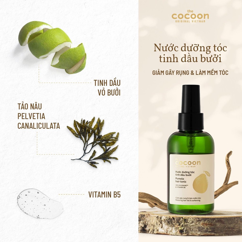 Nước Dưỡng Tóc Tinh Dầu Bưởi Cocoon, Tinh dầu dưỡng tóc dài, khỏe 140ml
