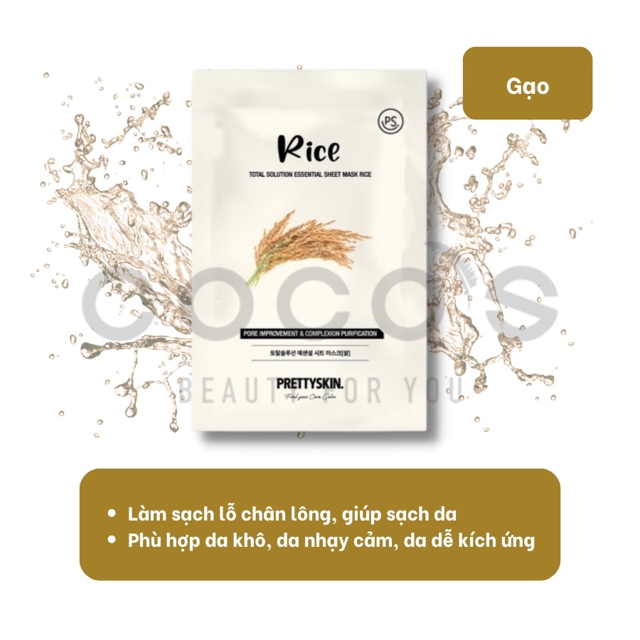 Mặt Nạ Pretty Skin Skin Total Solution Essential Sheet Mask Cấp Ẩm, Dưỡng Trắng, Ngừa Mụn, Dịu Da 23ml