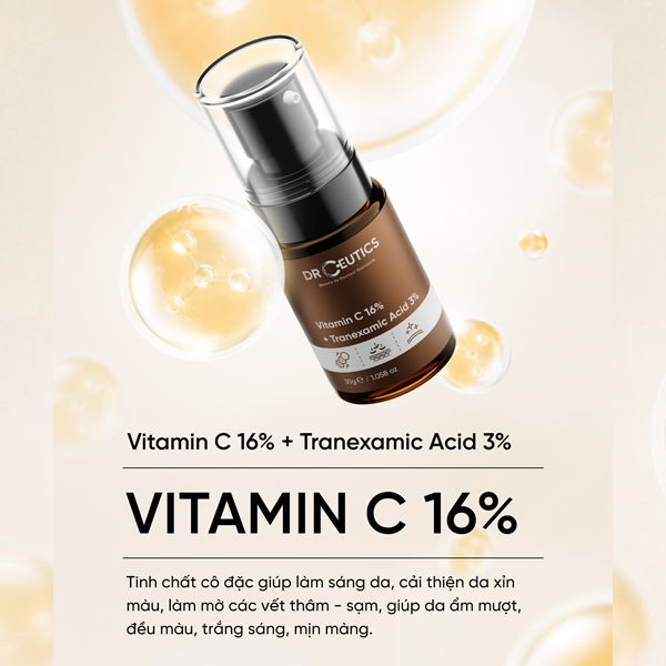 Serum DrCeutics Vitamin C 16% Và Tranexamic Acid 3% Serum Giảm Lão Hóa Làm Sáng Da 30ml