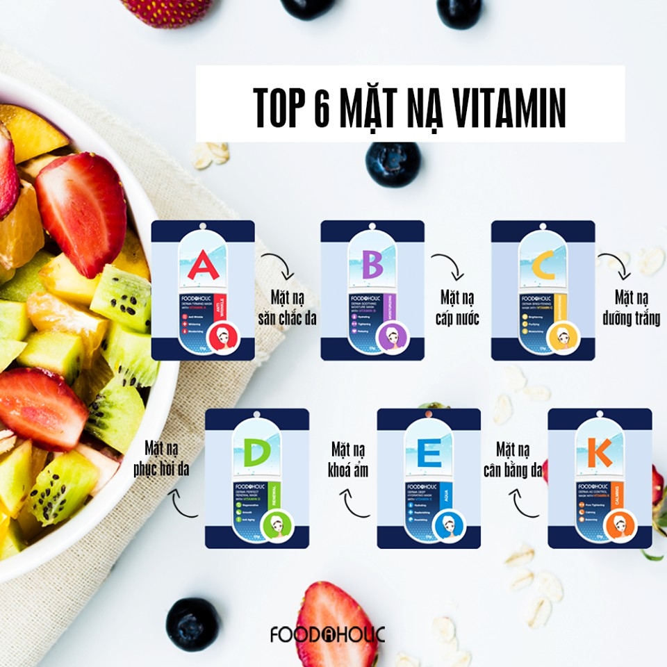 [COMBO MIX 10 MÙI] Mặt Nạ Giấy Chăm Sóc Da Toàn Diện Foodaholic Essential Mask 23g