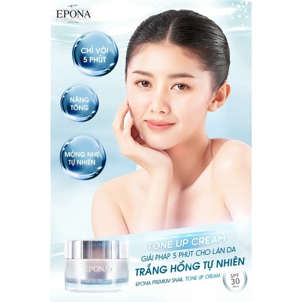 Kem Dưỡng Da Epona Premium Snail Tone Up Cream SPF 40 PA+++ Nâng Tone Mỏng Nhẹ, Tự Nhiên 50ml