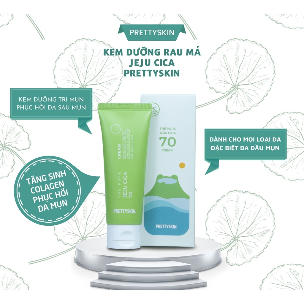 Kem Dưỡng Làm Dịu Da Chiết Xuất Rau Má Jeju Cica Pretty Skin 50ml