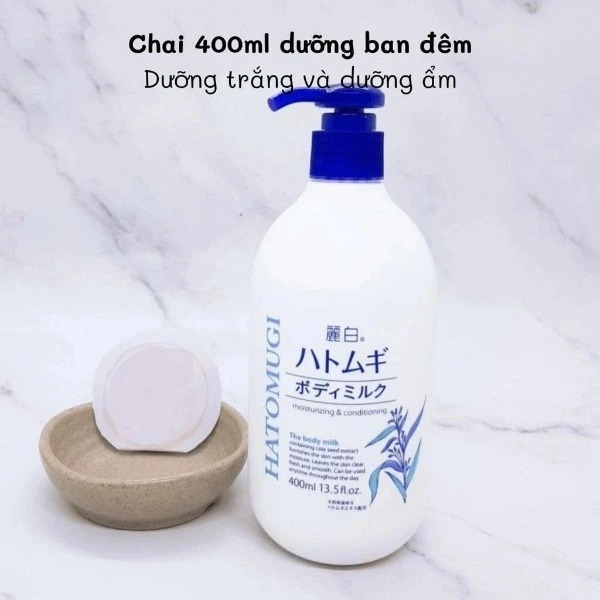 Sữa Dưỡng Thể Ban Đêm Reihaku Hatomugi Body Milk Cấp Ẩm Làm Mịn Da 400ml