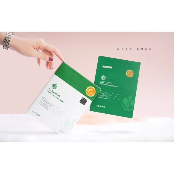 Combo 5 Mặt nạ Hỗ Trợ Giảm Và Ngăn Ngừa mụn Caryophy Portulaca Mask Sheet 3IN1