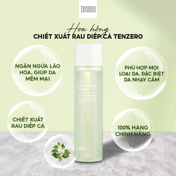Nước Hoa Hồng Rau Diếp Cá Tenzero Clear Fit Heartleaf Foam Toner 200ml
